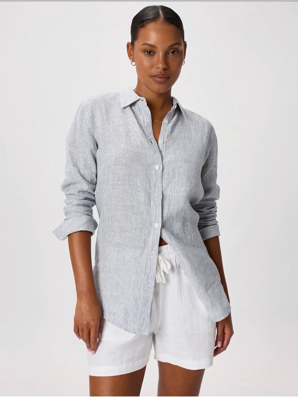 Quince striped European linen button down shirt